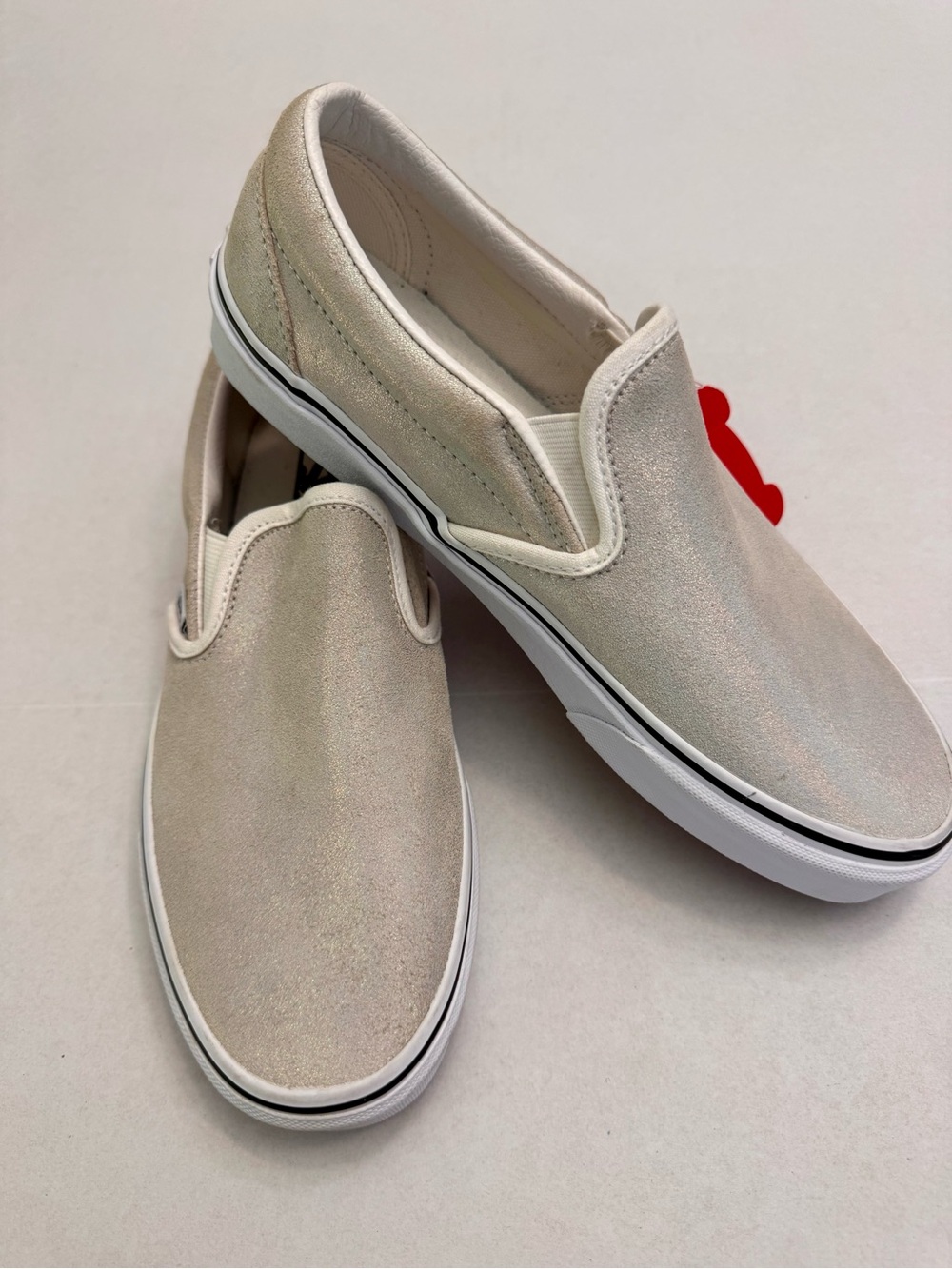 Vans Iridescent Classic Slip-On Sneakers Neutral Shimmer Men 7.0 Women 8.5 NWT